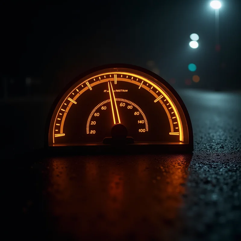 A glowing gauge stopped at its limit